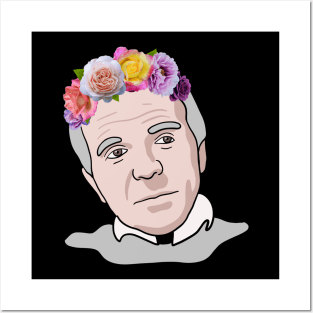 Gilles Deleuze - Philosophy Portrait With Flower Crown Posters and Art